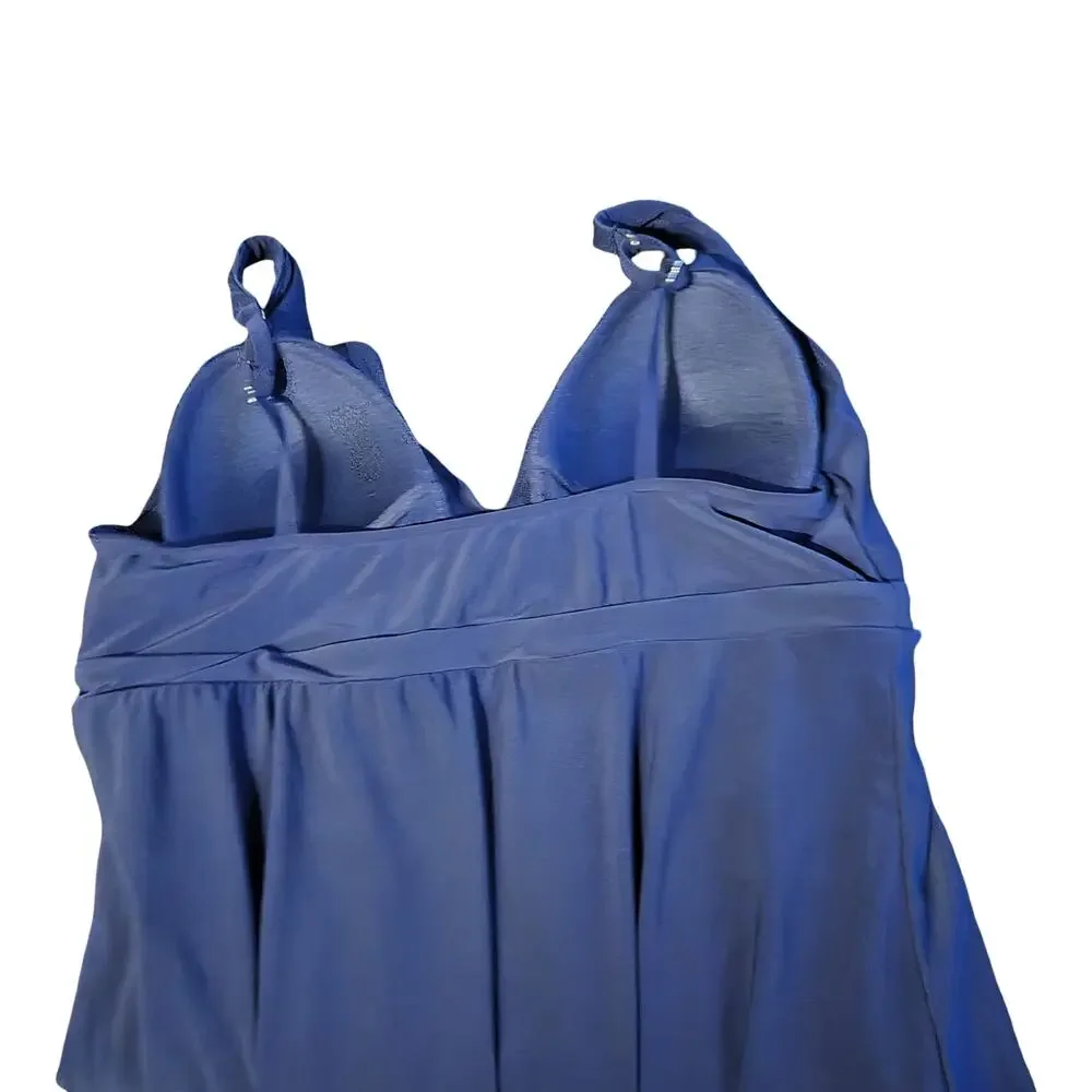 Aqua Green Swim Navy Blue Swimsuit Dress‎ Size: XL